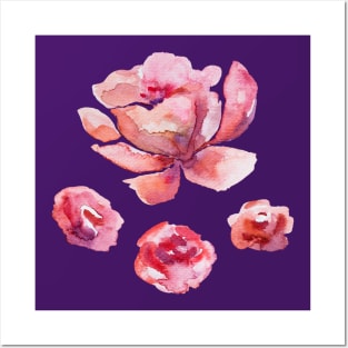 pink flower decorative watercolor design Posters and Art